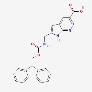 molecular formula C24H19N3O4 B2362457 2-[(9H-Fluoren-9-ylmethoxycarbonylamino)methyl]-1H-pyrrolo[2,3-b]pyridine-5-carboxylic acid CAS No. 2375268-44-1