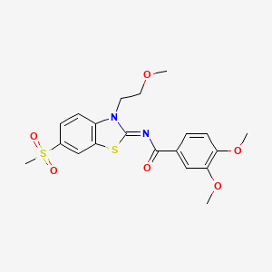 molecular formula C20H22N2O6S2 B2362458 3,4-二甲氧基-N-[3-(2-甲氧基乙基)-6-甲基磺酰基-1,3-苯并噻唑-2-亚基]苯甲酰胺 CAS No. 864977-08-2