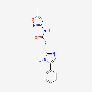 molecular formula C16H16N4O2S B2362462 2-((1-甲基-5-苯基-1H-咪唑-2-基)硫代)-N-(5-甲基异恶唑-3-基)乙酰胺 CAS No. 879151-55-0