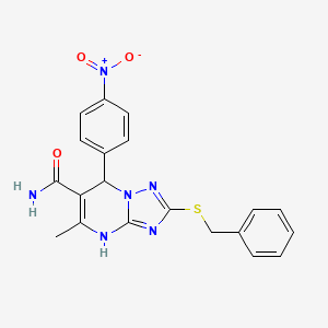 molecular formula C20H18N6O3S B2362464 2-(苄硫基)-5-甲基-7-(4-硝基苯基)-4H,7H-[1,2,4]三唑并[1,5-a]嘧啶-6-甲酰胺 CAS No. 536983-83-2
