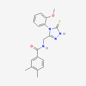 molecular formula C19H20N4O2S B2362469 N-((4-(2-methoxyphenyl)-5-thioxo-4,5-dihydro-1H-1,2,4-triazol-3-yl)methyl)-3,4-dimethylbenzamide CAS No. 391887-24-4
