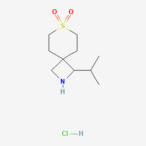 molecular formula C10H20ClNO2S B2362477 1-异丙基-7-噻-2-氮杂螺[3.5]壬烷 7,7-二氧化物盐酸盐 CAS No. 2138044-35-4