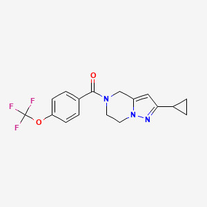 molecular formula C17H16F3N3O2 B2362478 (2-cyclopropyl-6,7-dihydropyrazolo[1,5-a]pyrazin-5(4H)-yl)(4-(trifluoromethoxy)phenyl)methanone CAS No. 2034555-99-0