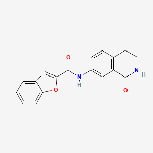 molecular formula C18H14N2O3 B2362483 N-(1-オキソ-1,2,3,4-テトラヒドロイソキノリン-7-イル)ベンゾフラン-2-カルボキサミド CAS No. 1351603-04-7