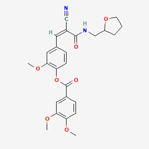 molecular formula C25H26N2O7 B2362489 [4-[(Z)-2-Cyano-3-oxo-3-(oxolan-2-ylmethylamino)prop-1-enyl]-2-methoxyphenyl] 3,4-dimethoxybenzoate CAS No. 1057912-57-8