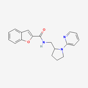 molecular formula C19H19N3O2 B2362491 N-((1-(pyridin-2-yl)pyrrolidin-2-yl)methyl)benzofuran-2-carboxamide CAS No. 2034353-46-1