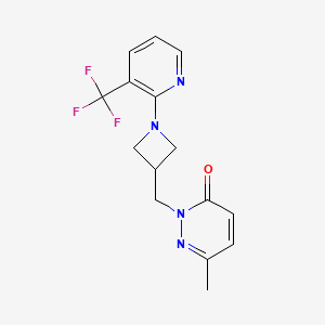 molecular formula C15H15F3N4O B2362508 6-Methyl-2-({1-[3-(trifluoromethyl)pyridin-2-yl]azetidin-3-yl}methyl)-2,3-dihydropyridazin-3-one CAS No. 2202368-58-7