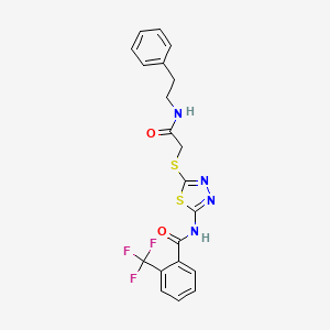 N-(5-((2-oxo-2-(phenethylamino)ethyl)thio)-1,3,4-thiadiazol-2-yl)-2-(trifluoromethyl)benzamide