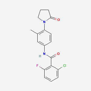molecular formula C18H16ClFN2O2 B2362533 2-chloro-6-fluoro-N-[3-methyl-4-(2-oxopyrrolidin-1-yl)phenyl]benzamide CAS No. 941956-85-0