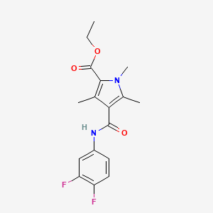 molecular formula C17H18F2N2O3 B2362537 ethyl 4-((3,4-difluorophenyl)carbamoyl)-1,3,5-trimethyl-1H-pyrrole-2-carboxylate CAS No. 847463-32-5