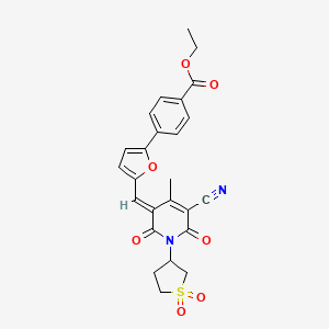 ethyl 4-(5-{(E)-[5-cyano-1-(1,1-dioxidotetrahydrothiophen-3-yl)-4-methyl-2,6-dioxo-1,6-dihydropyridin-3(2H)-ylidene]methyl}furan-2-yl)benzoate