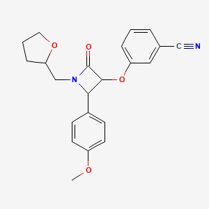 3-{[2-(4-Methoxyphenyl)-4-oxo-1-[(oxolan-2-yl)methyl]azetidin-3-yl]oxy}benzonitrile