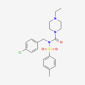 molecular formula C21H26ClN3O3S B2362551 N-(4-chlorobenzyl)-4-ethyl-N-tosylpiperazine-1-carboxamide CAS No. 887197-05-9