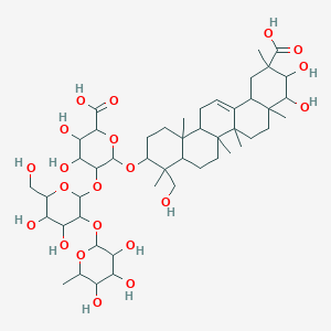 molecular formula C48H76O21 B2362554 6-[[11-Carboxy-9,10-dihydroxy-4-(hydroxymethyl)-4,6a,6b,8a,11,14b-hexamethyl-1,2,3,4a,5,6,7,8,9,10,12,12a,14,14a-tetradecahydropicen-3-yl]oxy]-5-[4,5-dihydroxy-6-(hydroxymethyl)-3-(3,4,5-trihydroxy-6-methyloxan-2-yl)oxyoxan-2-yl]oxy-3,4-dihydroxyoxane-2-carboxylic acid CAS No. 183006-99-7