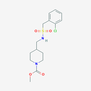 molecular formula C15H21ClN2O4S B2362557 4-(((2-氯苯基)甲基磺酰胺)甲基)哌啶-1-羧酸甲酯 CAS No. 1235343-44-8