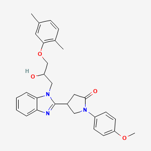 molecular formula C29H31N3O4 B2362579 4-{1-[3-(2,5-dimethylphenoxy)-2-hydroxypropyl]-1H-benzimidazol-2-yl}-1-(4-methoxyphenyl)pyrrolidin-2-one CAS No. 1110972-64-9