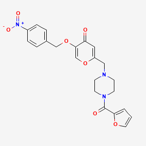 molecular formula C22H21N3O7 B2362594 2-((4-(呋喃-2-羰基)哌嗪-1-基)甲基)-5-((4-硝基苄基)氧基)-4H-吡喃-4-酮 CAS No. 898441-89-9