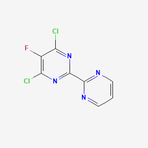 molecular formula C8H3Cl2FN4 B2362606 4,6-二氯-5-氟-2-嘧啶-2-基嘧啶 CAS No. 1505243-41-3