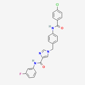 1-(4-(4-chlorobenzamido)benzyl)-N-(3-fluorophenyl)-1H-imidazole-4-carboxamide