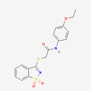 molecular formula C17H16N2O4S2 B2362616 2-((1,1-二氧化苯并[d]异噻唑-3-基)硫代)-N-(4-乙氧基苯基)乙酰胺 CAS No. 904450-95-9