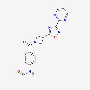 N-(4-(3-(3-(pyrimidin-2-yl)-1,2,4-oxadiazol-5-yl)azetidine-1-carbonyl)phenyl)acetamide