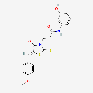 molecular formula C20H18N2O4S2 B2362623 N-(3-羟基苯基)-3-[(5Z)-5-[(4-甲氧基苯基)亚甲基]-4-氧代-2-硫代亚甲基-1,3-噻唑烷-3-基]丙酰胺 CAS No. 300378-03-4