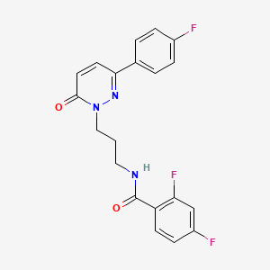 molecular formula C20H16F3N3O2 B2362628 2,4-difluoro-N-(3-(3-(4-fluorophenyl)-6-oxopyridazin-1(6H)-yl)propyl)benzamide CAS No. 1021075-68-2