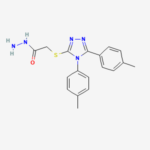 molecular formula C18H19N5OS B2362634 2-{[bis(4-methylphenyl)-4H-1,2,4-triazol-3-yl]sulfanyl}acetohydrazide CAS No. 893726-40-4