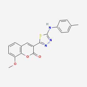 molecular formula C19H15N3O3S B2362638 8-Methoxy-3-[5-(4-methylanilino)-1,3,4-thiadiazol-2-yl]chromen-2-one CAS No. 326913-60-4