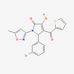 molecular formula C19H13BrN2O4S B2362641 5-(3-bromophenyl)-3-hydroxy-1-(5-methylisoxazol-3-yl)-4-(thiophene-2-carbonyl)-1H-pyrrol-2(5H)-one CAS No. 618873-01-1