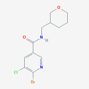 molecular formula C12H14BrClN2O2 B2362643 6-bromo-5-chloro-N-[(oxan-3-yl)methyl]pyridine-3-carboxamide CAS No. 2094346-21-9