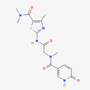 N,N,4-trimethyl-2-(2-(N-methyl-6-oxo-1,6-dihydropyridine-3-carboxamido)acetamido)thiazole-5-carboxamide