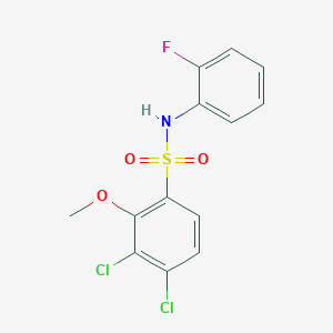 molecular formula C13H10Cl2FNO3S B2362648 3,4-Dichloro-N-(2-fluorophenyl)-2-methoxybenzenesulfonamide CAS No. 2361754-29-0