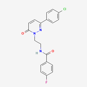 molecular formula C19H15ClFN3O2 B2362670 N-[2-[3-(4-chlorophenyl)-6-oxopyridazin-1-yl]ethyl]-4-fluorobenzamide CAS No. 921804-86-6