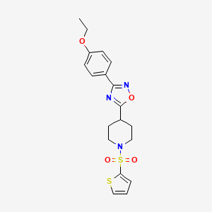 molecular formula C19H21N3O4S2 B2362677 4-[3-(4-Ethoxyphenyl)-1,2,4-oxadiazol-5-yl]-1-(2-thienylsulfonyl)piperidine CAS No. 946301-07-1