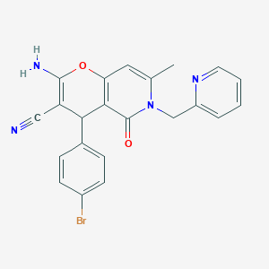 2-amino-4-(4-bromophenyl)-7-methyl-5-oxo-6-(pyridin-2-ylmethyl)-5,6-dihydro-4H-pyrano[3,2-c]pyridine-3-carbonitrile