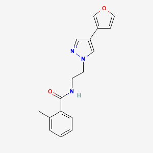 molecular formula C17H17N3O2 B2362682 N-(2-(4-(furan-3-yl)-1H-pyrazol-1-yl)ethyl)-2-methylbenzamide CAS No. 2034292-04-9