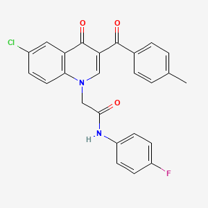 2-(6-chloro-3-(4-methylbenzoyl)-4-oxoquinolin-1(4H)-yl)-N-(4-fluorophenyl)acetamide