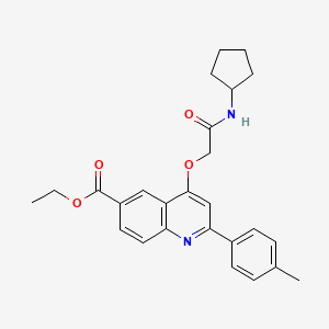 molecular formula C26H28N2O4 B2362689 Ethyl 4-(2-(cyclopentylamino)-2-oxoethoxy)-2-(p-tolyl)quinoline-6-carboxylate CAS No. 1114650-29-1