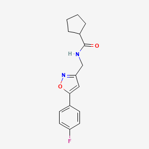 molecular formula C16H17FN2O2 B2362693 N-((5-(4-fluorophenyl)isoxazol-3-yl)methyl)cyclopentanecarboxamide CAS No. 952963-33-6