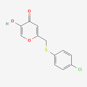 molecular formula C12H9ClO3S B2362694 2-(((4-chlorophenyl)thio)methyl)-5-hydroxy-4H-pyran-4-one CAS No. 204503-11-7