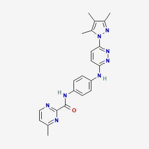 molecular formula C22H22N8O B2362696 4-methyl-N-(4-((6-(3,4,5-trimethyl-1H-pyrazol-1-yl)pyridazin-3-yl)amino)phenyl)pyrimidine-2-carboxamide CAS No. 1251661-69-4