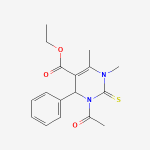 molecular formula C17H20N2O3S B2362697 Ethyl 3-acetyl-1,6-dimethyl-4-phenyl-2-thioxo-1,2,3,4-tetrahydro-5-pyrimidinecarboxylate CAS No. 123043-93-6