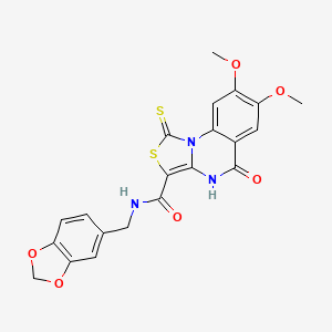 N-(1,3-benzodioxol-5-ylmethyl)-7,8-dimethoxy-5-oxo-1-thioxo-4,5-dihydro[1,3]thiazolo[3,4-a]quinazoline-3-carboxamide