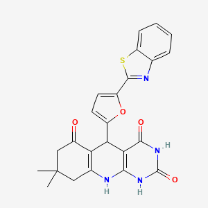 5-(5-(benzo[d]thiazol-2-yl)furan-2-yl)-8,8-dimethyl-7,8,9,10-tetrahydropyrimido[4,5-b]quinoline-2,4,6(1H,3H,5H)-trione