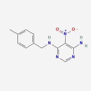 molecular formula C12H13N5O2 B2362738 N-(4-甲基苄基)-5-硝基嘧啶-4,6-二胺 CAS No. 364039-65-6