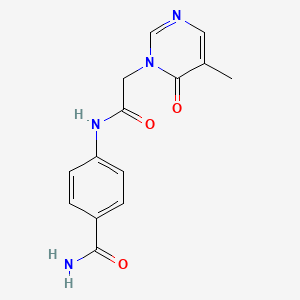 molecular formula C14H14N4O3 B2362740 4-(2-(5-methyl-6-oxopyrimidin-1(6H)-yl)acetamido)benzamide CAS No. 1351613-02-9