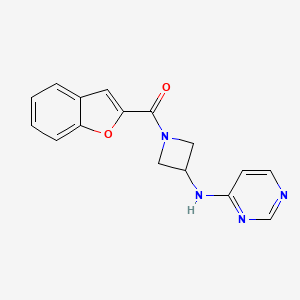 molecular formula C16H14N4O2 B2362744 N-[1-(1-苯并呋喃-2-羰基)氮杂环丁-3-基]嘧啶-4-胺 CAS No. 2097918-66-4