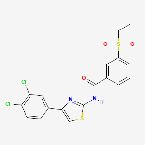 molecular formula C18H14Cl2N2O3S2 B2362752 N-(4-(3,4-dichlorophenyl)thiazol-2-yl)-3-(ethylsulfonyl)benzamide CAS No. 922646-65-9