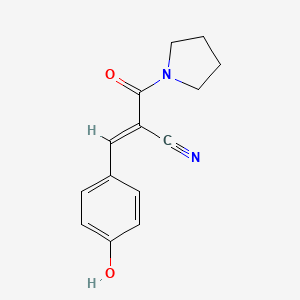 molecular formula C14H14N2O2 B2362765 (E)-3-(4-hydroxyphenyl)-2-(pyrrolidine-1-carbonyl)prop-2-enenitrile CAS No. 454212-32-9